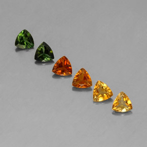 天然多色碧玺，三角形，4.1×4.1毫米，VVS-VS