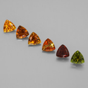 天然多色碧玺，三角形，4.1×4.1毫米，VVS-VS