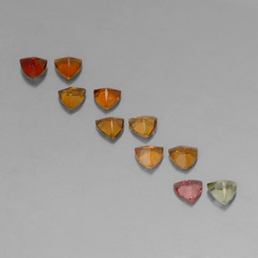 天然多色碧玺，三角形，4×3.9毫米，VVS-VS