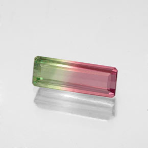 0.99克拉天然双色碧玺，祖母绿式切割，9.5×3.5毫米，VS-SI