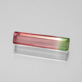 0.81克拉天然多色碧玺，祖母绿式切割，11.8×2.8毫米，VS