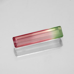 0.81克拉天然多色碧玺，祖母绿式切割，11.8×2.8毫米，VS