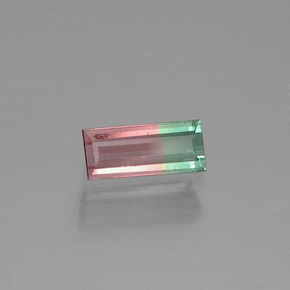 0.50克拉天然双色碧玺，长方形切工，6.8×2.9毫米，VS-SI