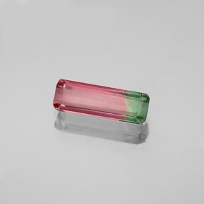 0.64克拉天然双色碧玺，祖母绿式切割，9.1×3.1毫米，VS-SI