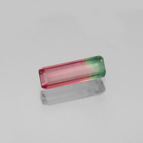 0.64克拉天然双色碧玺，祖母绿式切割，9.1×3.1毫米，VS-SI