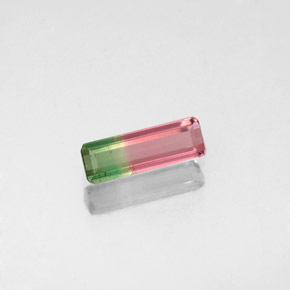 0.49克拉天然双色碧玺，祖母绿式切割，8.3×2.8毫米，VS