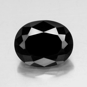 6.99克拉天然黑色碧玺，椭圆形切割，13.2×10.5毫米，不透明