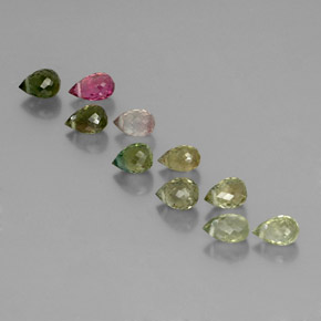 3.71天然多色碧玺，水滴珠形切工，5.2×3.3毫米，VS-SI