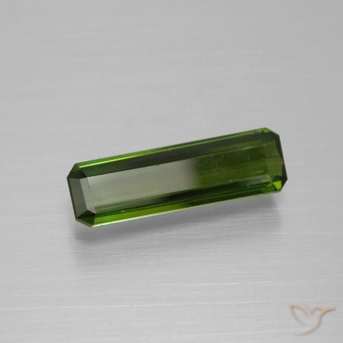 1.59克拉天然绿色碧玺，祖母绿式切割，13.8×4.2毫米，VVS-VS