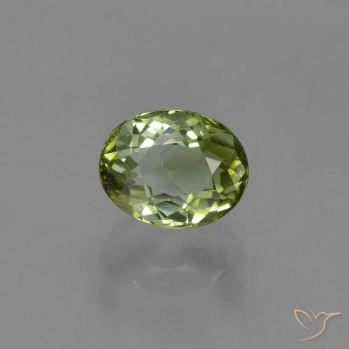 1.00ct 天然 黄绿色 碧玺, 椭圆形, VVS-VS