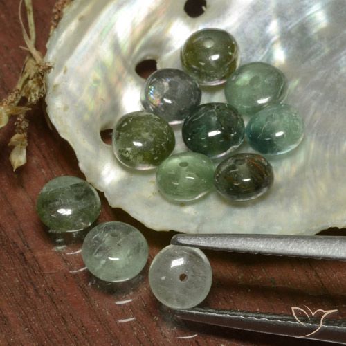 4.61ctw 天然 灰绿色 碧玺, 花式切割, 半透明