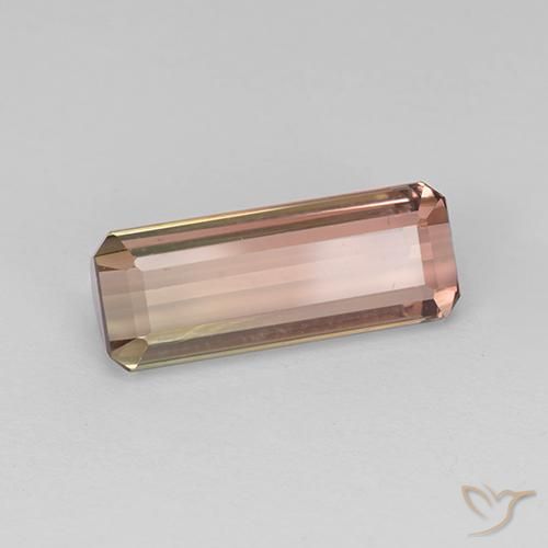 4.33ct 天然 双色 碧玺, 祖母绿式切割, VVS-VS