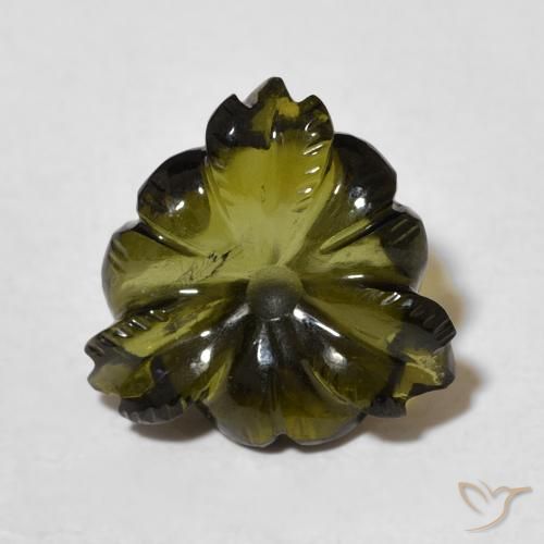 4.28ct 天然 暗绿色 碧玺, 花形切割, 透明