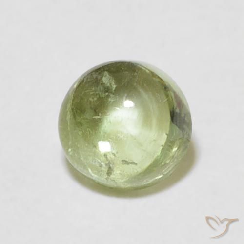 0.88ct 天然 淡柠檬绿 碧玺, 圆形的, 透明