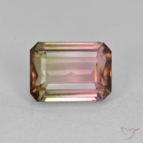 1.51ct 天然 双色 碧玺, 祖母绿式切割, VS