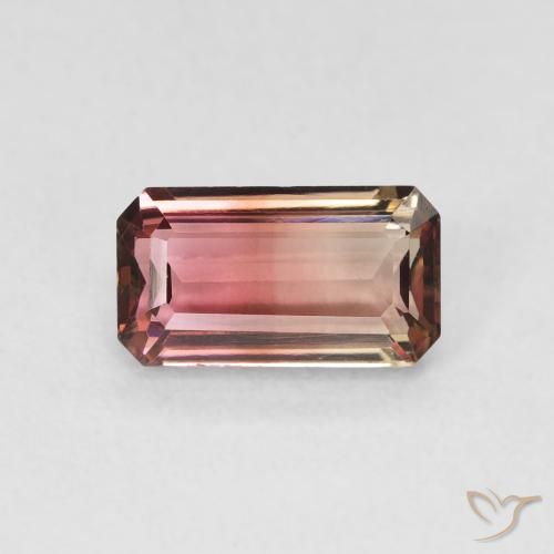 1.28ct 天然 双色 碧玺, 祖母绿式切割, VVS