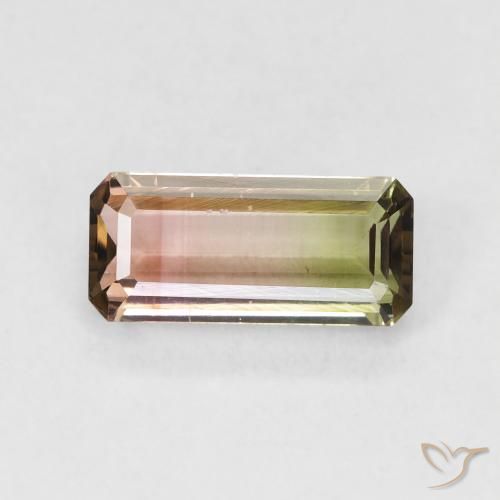 1.36ct 天然 双色 碧玺, 祖母绿式切割, VVS-VS