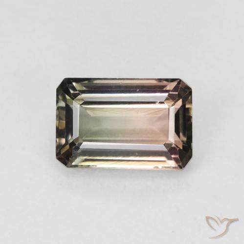 1.18ct 天然 双色 碧玺, 祖母绿式切割, VVS-VS