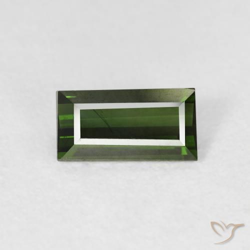 0.90ct 天然 暗绿色 碧玺, 狭长方形, VVS-VS