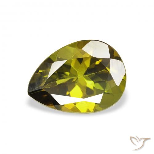1.14ct 天然 暖绿 碧玺, 梨形, VVS-VS