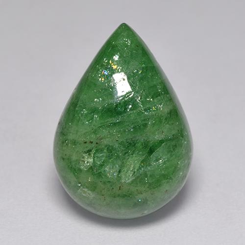 12.26克拉天然绿色沙弗莱石，梨形，17.5×12.6毫米，半透明