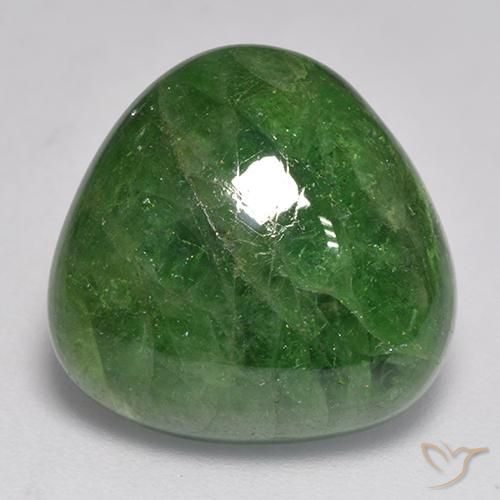 15.24ct 天然 中深绿色 沙弗莱石榴石, 胖三角形, 半透明