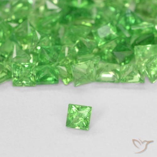 0.07ct 天然 充满活力的绿色 沙弗莱石榴石, 正方形, SI