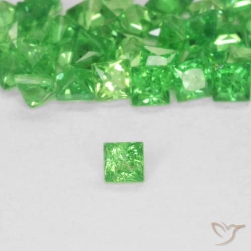 0.08ct 天然 充满活力的绿色 沙弗莱石榴石, 正方形, SI