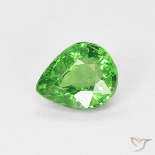 0.79ct 天然 荧光绿色 沙弗莱石榴石, 梨形, VS
