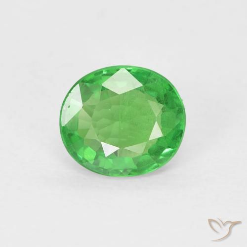 0.76ct 天然 亮绿色 沙弗莱石榴石, 椭圆形, VS