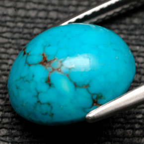 6.28克拉天然绿松石，椭圆形切割，12.4×10.6毫米，不透明