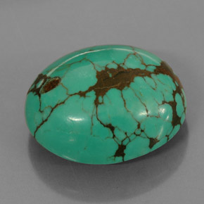 15.63克拉天然绿色绿松石，椭圆形切割，18.5×15.3毫米，不透明