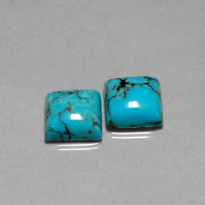 天然绿松石，方形，8×7.9毫米，不透明