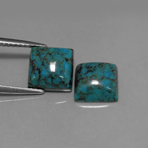 天然绿松石，方形，8.1×8.1毫米，不透明
