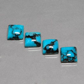 天然绿松石，方形，7.9×7.8毫米，不透明