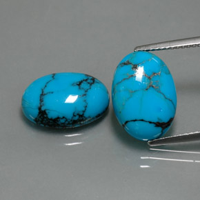 天然绿松石，椭圆形切割，14.1×10.1毫米，不透明