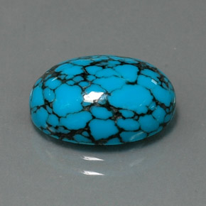 4.09克拉天然绿松石，椭圆形切割，14.1×10.1毫米，不透明