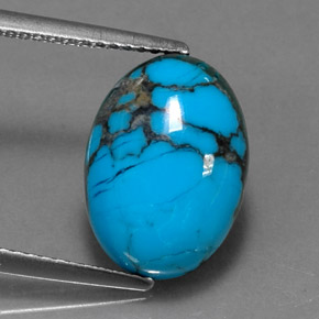 4.08克拉天然绿松石，椭圆形切割，14×10.1毫米，不透明