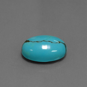 3.87克拉天然绿松石，椭圆形切割，13.9×9.8毫米，不透明