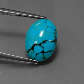3.33克拉天然绿松石，椭圆形切割，13.8×9.9毫米，不透明