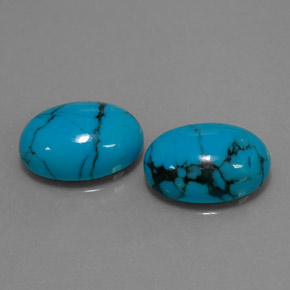 天然绿松石，椭圆形切割，14.1×10.2毫米，不透明