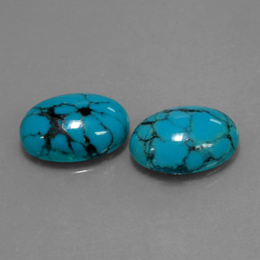 天然绿松石，椭圆形切割，13.9×9.9毫米，不透明