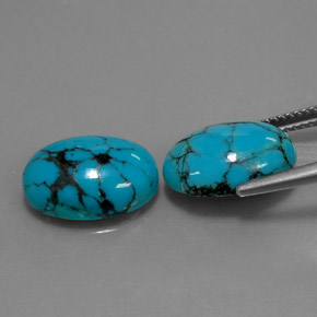天然绿松石，椭圆形切割，13.9×9.9毫米，不透明