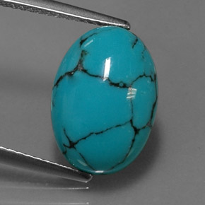 4.19克拉天然绿松石，椭圆形切割，13.8×9.8毫米，不透明
