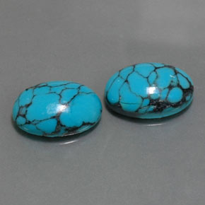 天然绿松石，椭圆形切割，14.1×10.1毫米，不透明