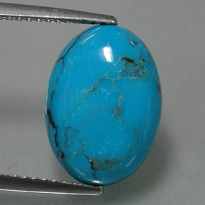 3.95克拉天然绿松石，椭圆形切割，14.1×10.1毫米，不透明