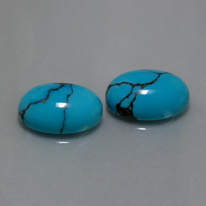天然绿松石，椭圆形切割，14.1×10.2毫米，不透明