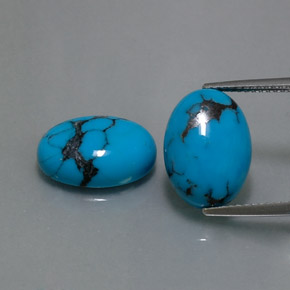 天然绿松石，椭圆形切割，14.1×10.1毫米，不透明