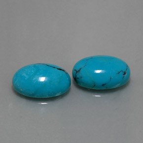 天然绿松石，椭圆形切割，14×10毫米，不透明
