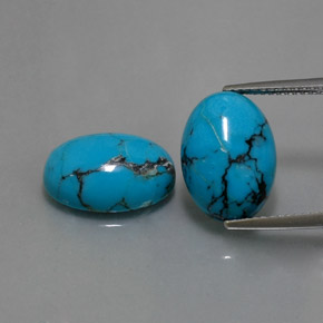 天然绿松石，椭圆形切割，14×10.1毫米，不透明